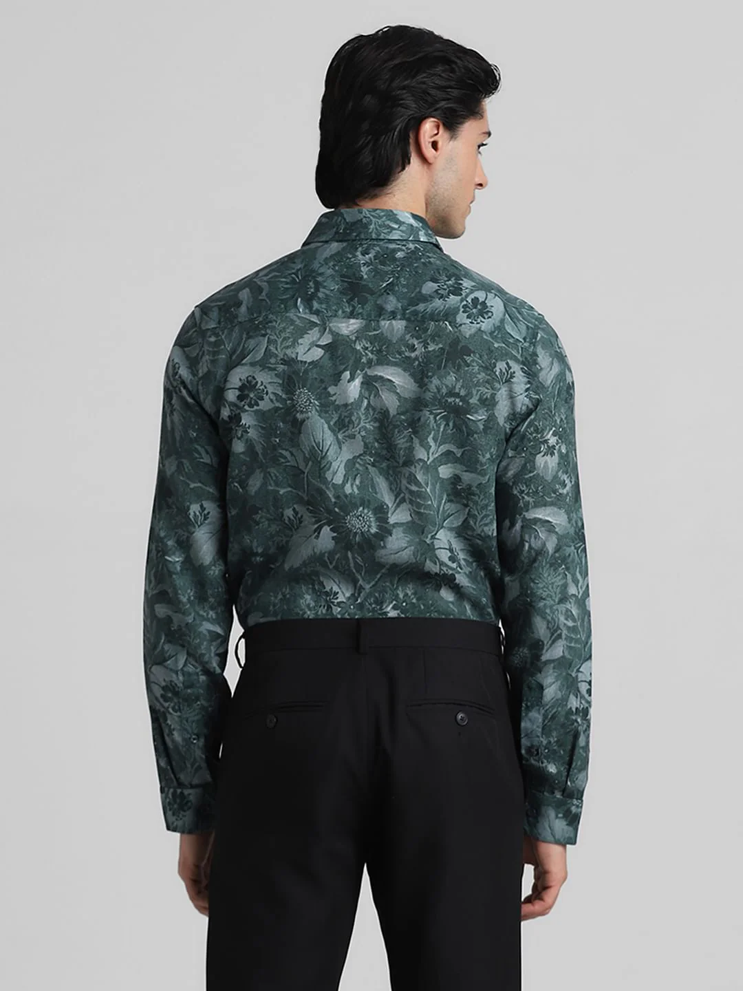 Green Floral Linen Full Sleeves Shirt - Image 4