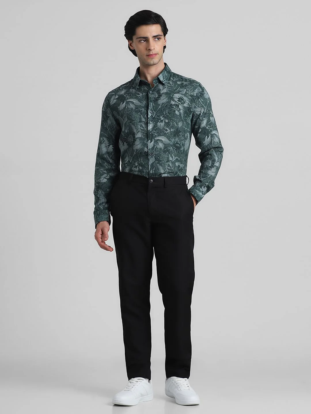 Green Floral Linen Full Sleeves Shirt - Image 6