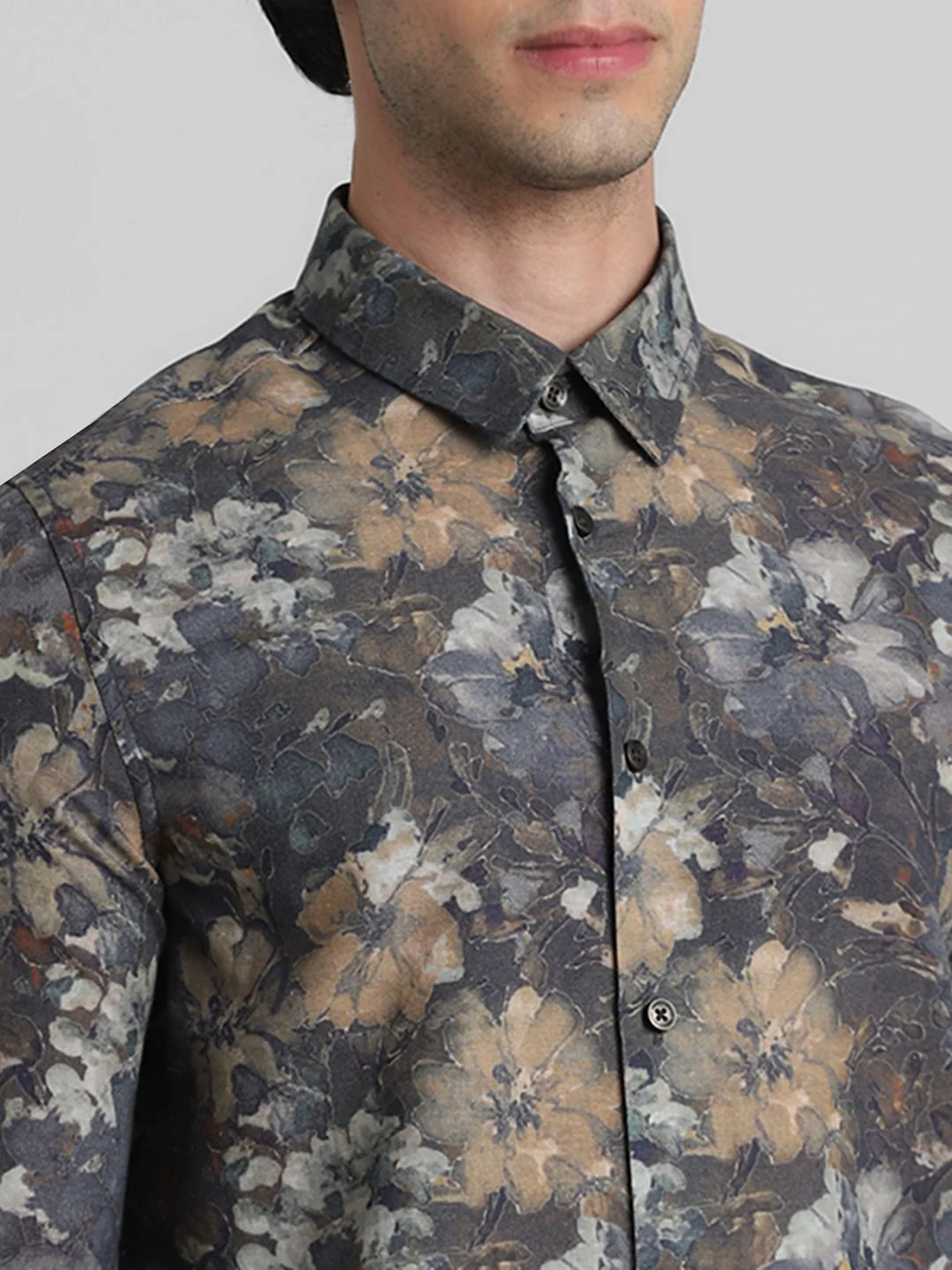 Brown Floral Full Sleeves Shirt - Image 5