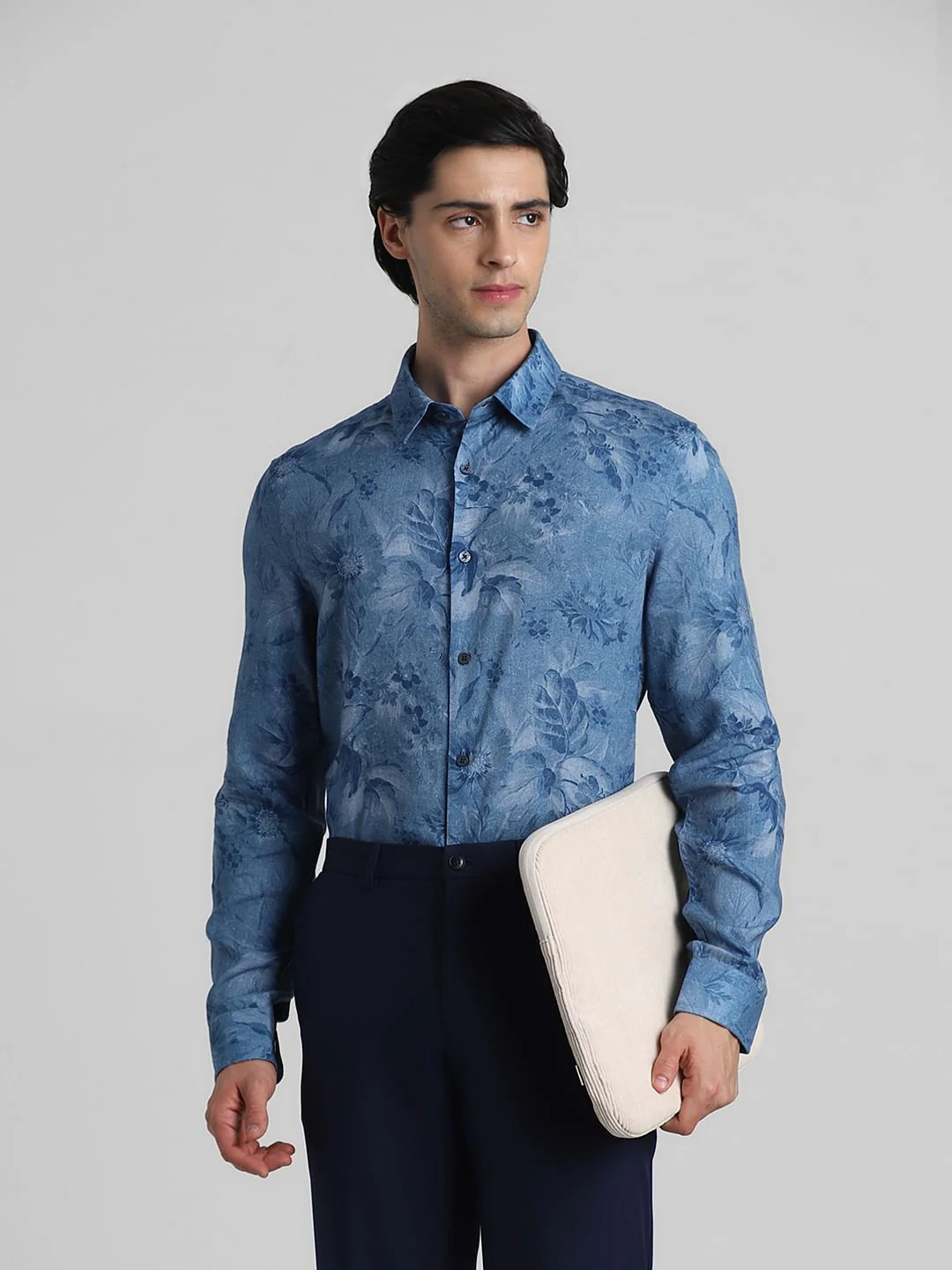 Blue Floral Full Sleeves Shirt