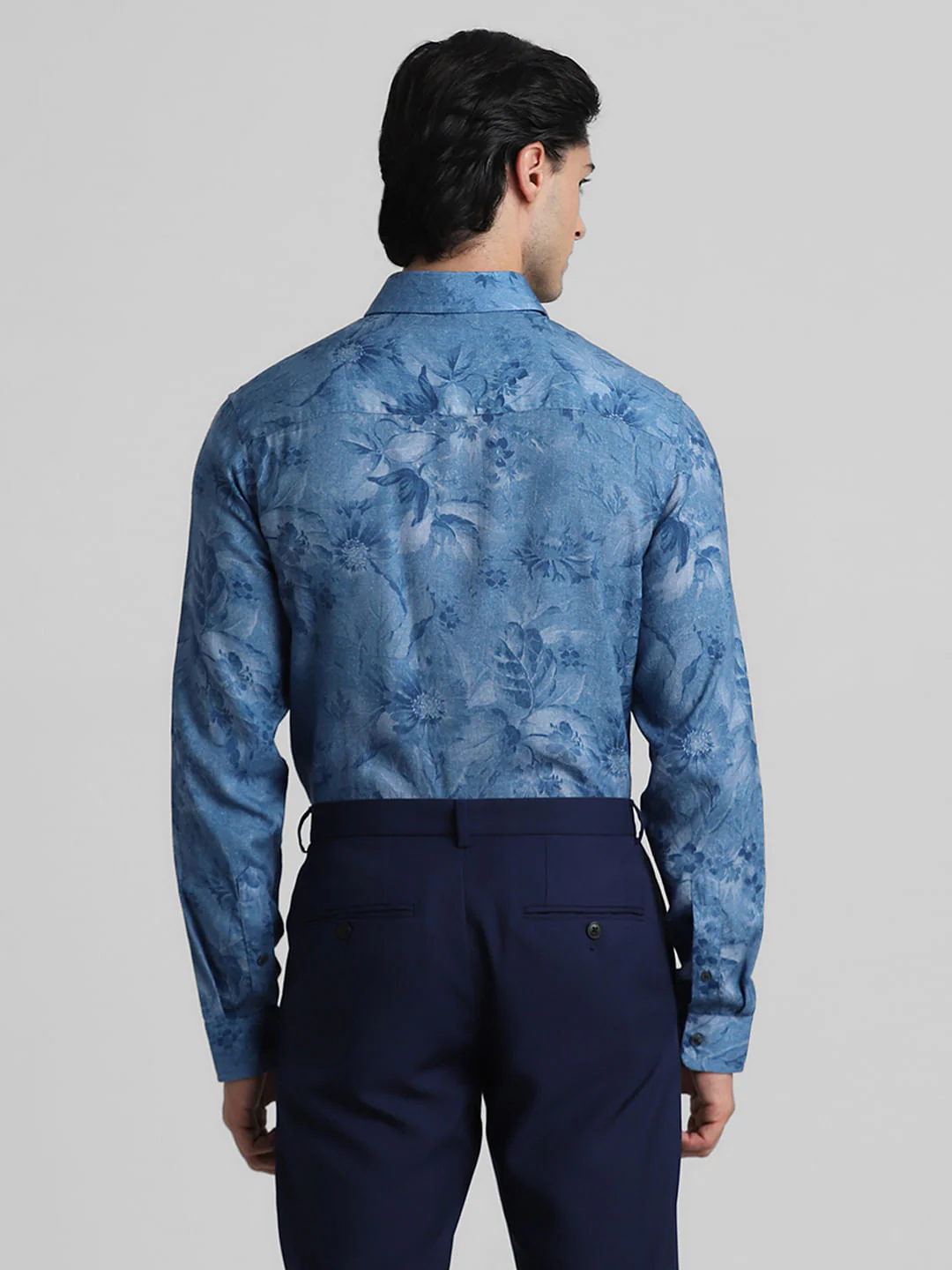 Blue Floral Full Sleeves Shirt - Image 4
