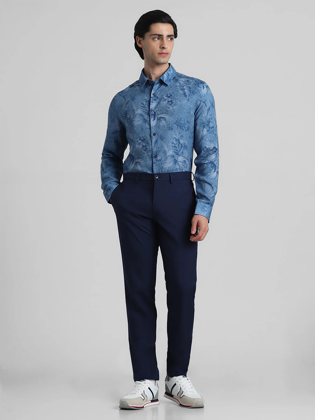 Blue Floral Full Sleeves Shirt - Image 6