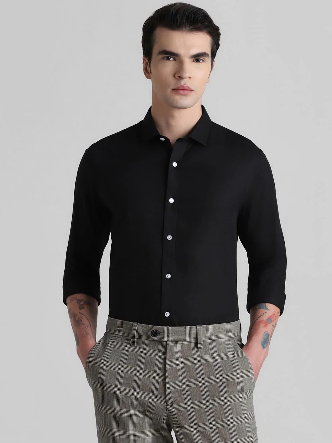 Black Full Sleeves Solid Shirt - Image 2