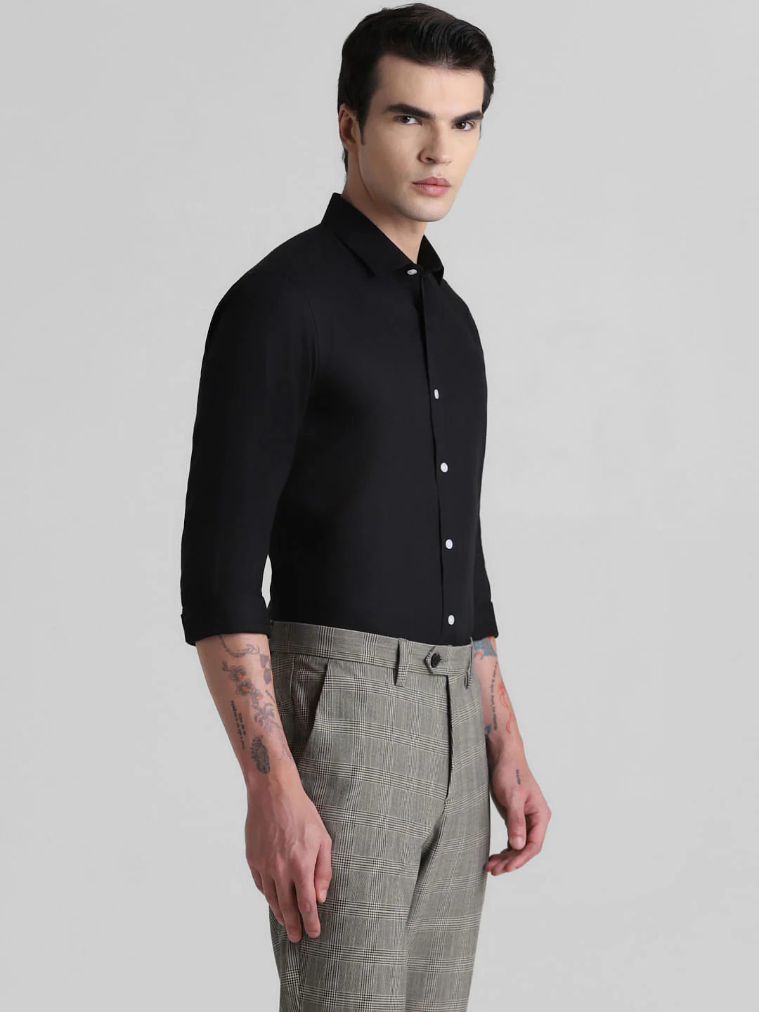 Black Full Sleeves Solid Shirt - Image 3