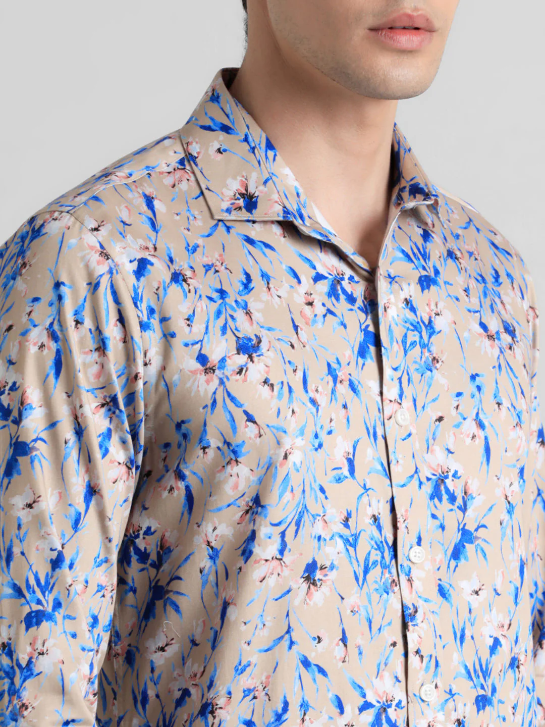 Brown Floral Print Full Sleeves Shirt - Image 5