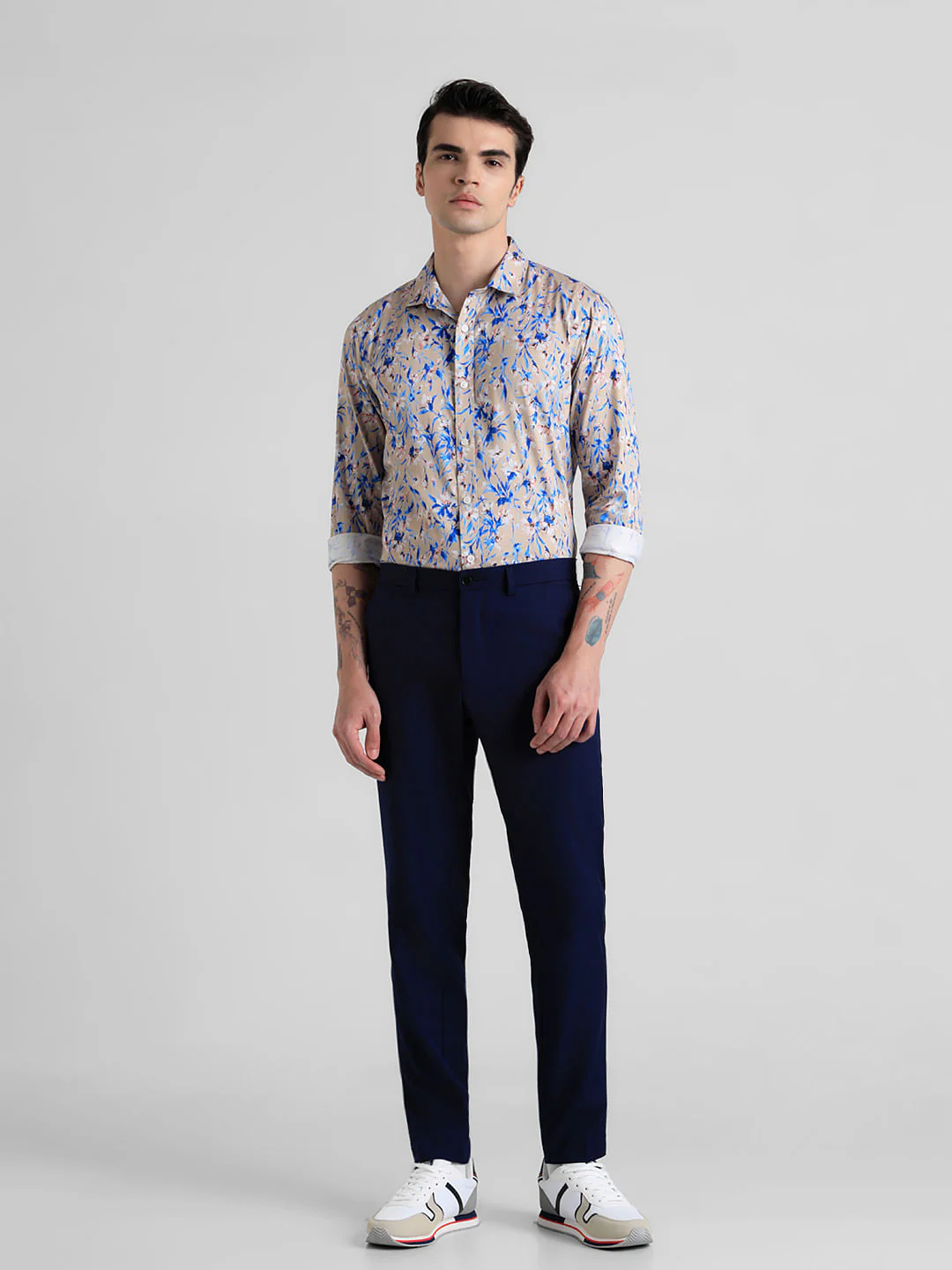 Brown Floral Print Full Sleeves Shirt - Image 6