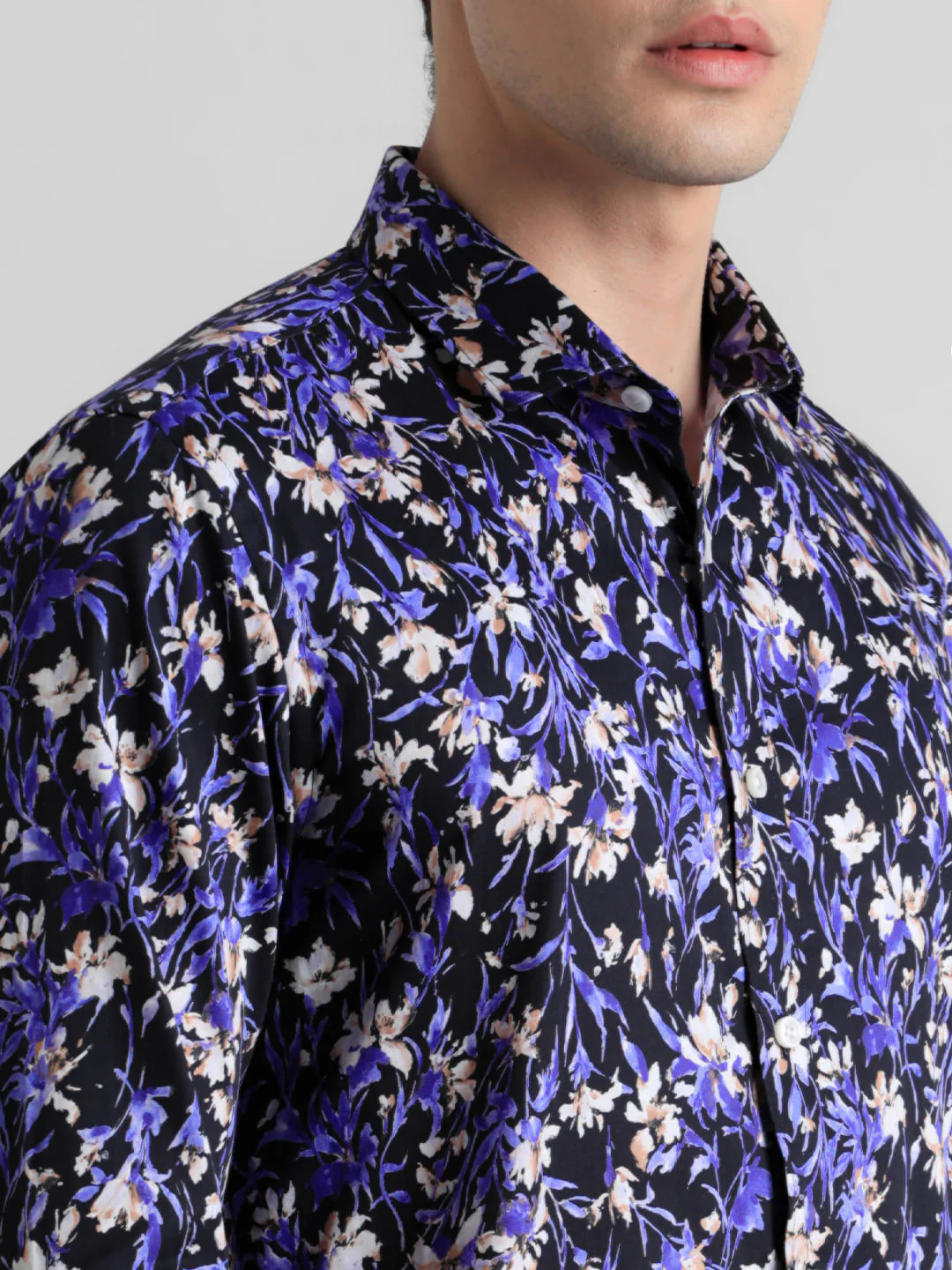 Black Floral Print Full Sleeves Shirt - Image 5