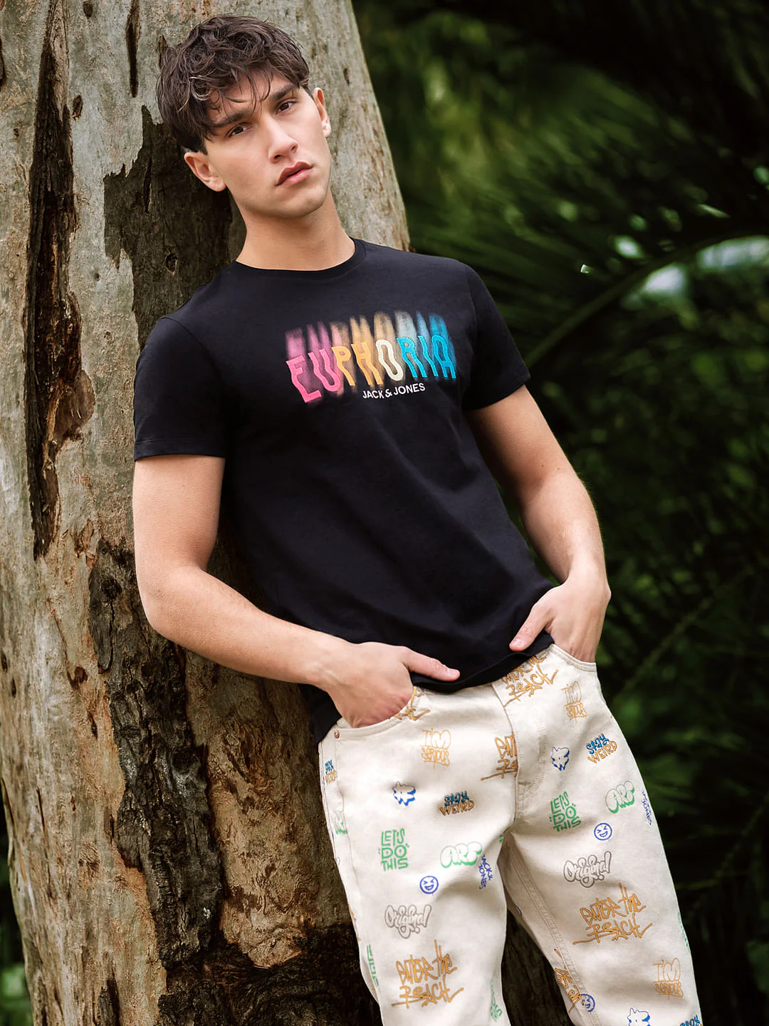 Black Printed Crew Neck T-shirt