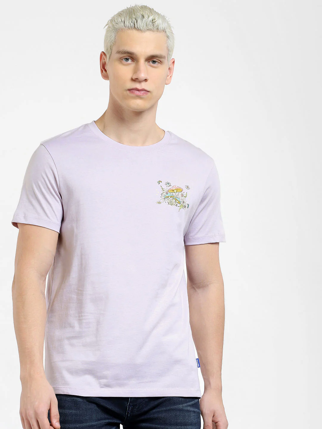 Lilac Printed Crew Neck T-shirt - Image 2