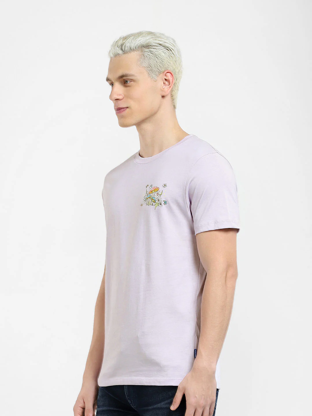 Lilac Printed Crew Neck T-shirt - Image 3