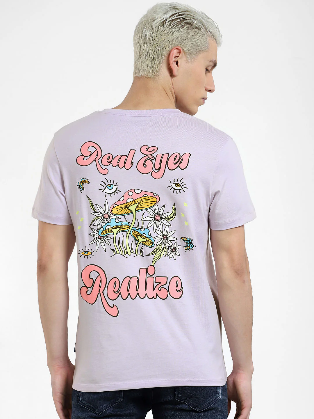 Lilac Printed Crew Neck T-shirt - Image 4
