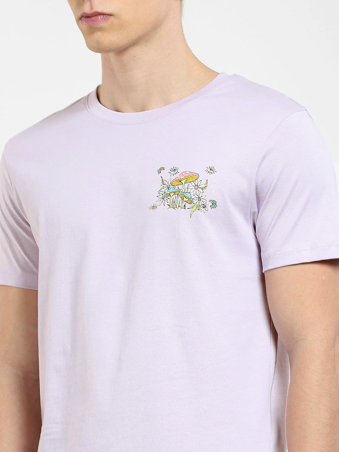 Lilac Printed Crew Neck T-shirt - Image 5