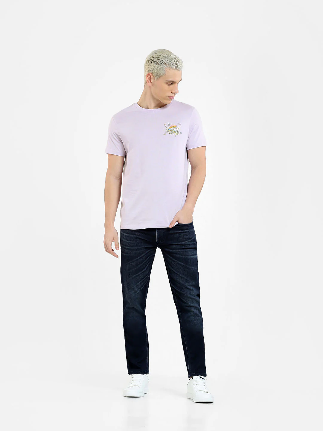 Lilac Printed Crew Neck T-shirt - Image 6