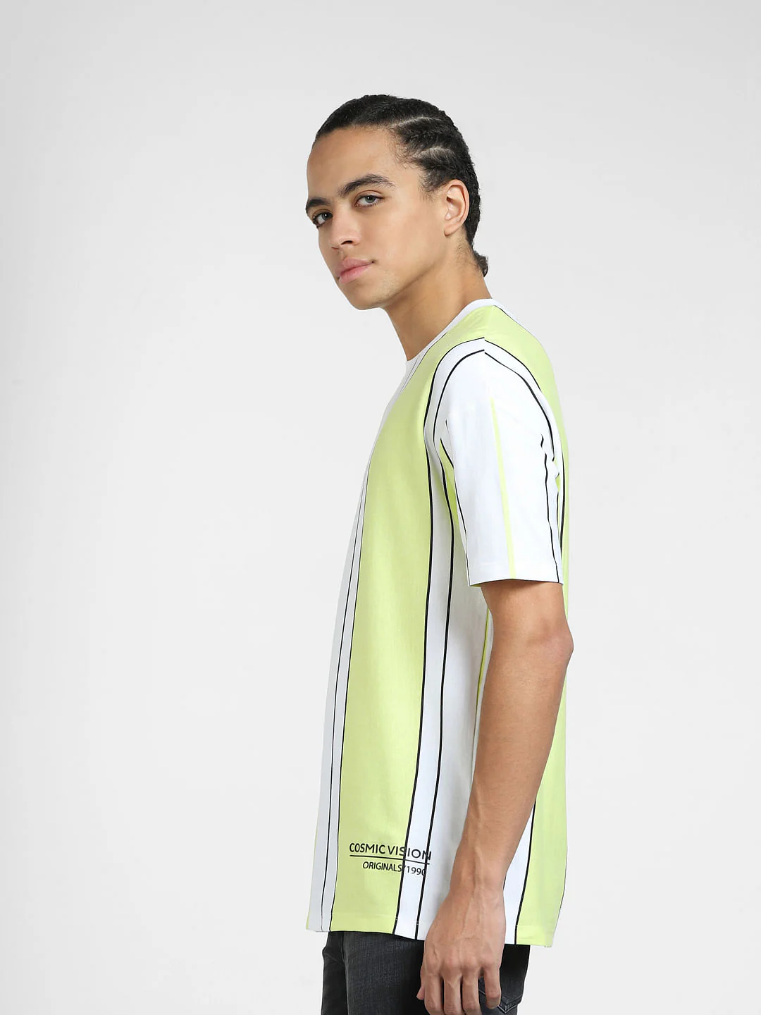 Green Striped Crew Neck T-shirt - Image 3