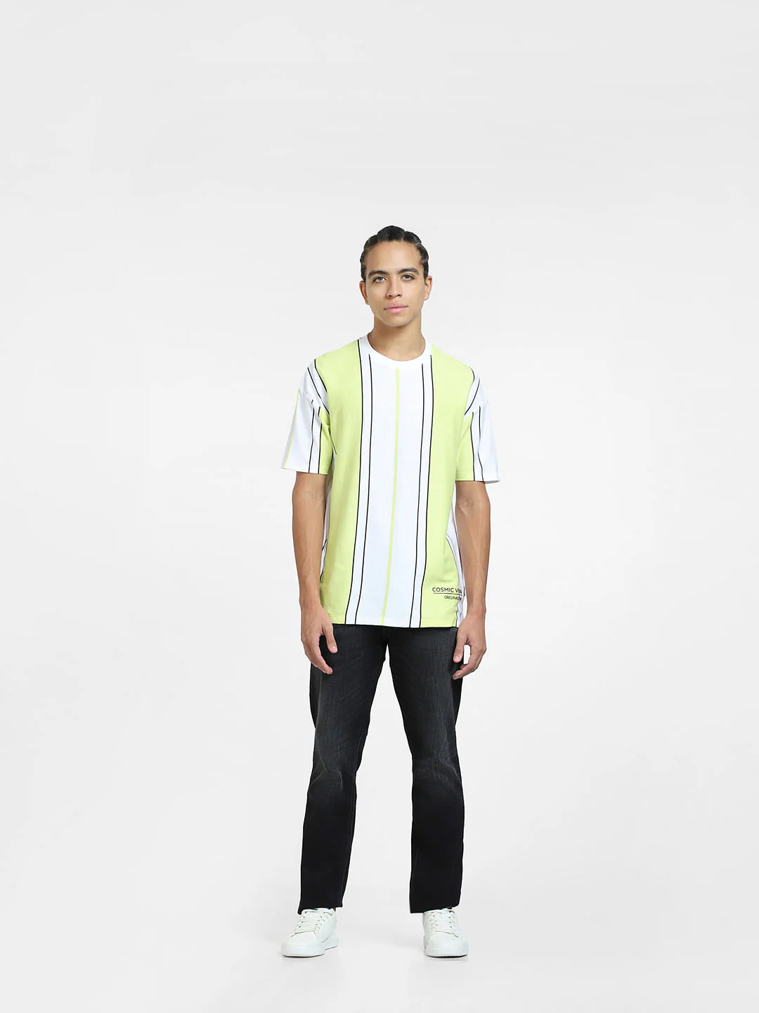 Green Striped Crew Neck T-shirt - Image 6