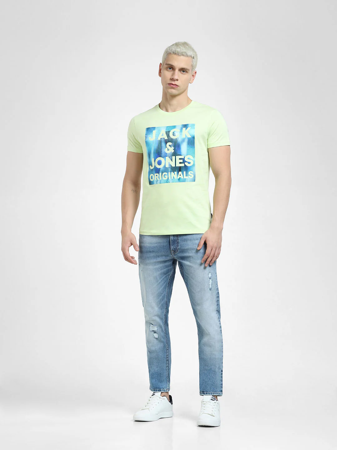 Green Logo Print Crew Neck T-shirt - Image 6