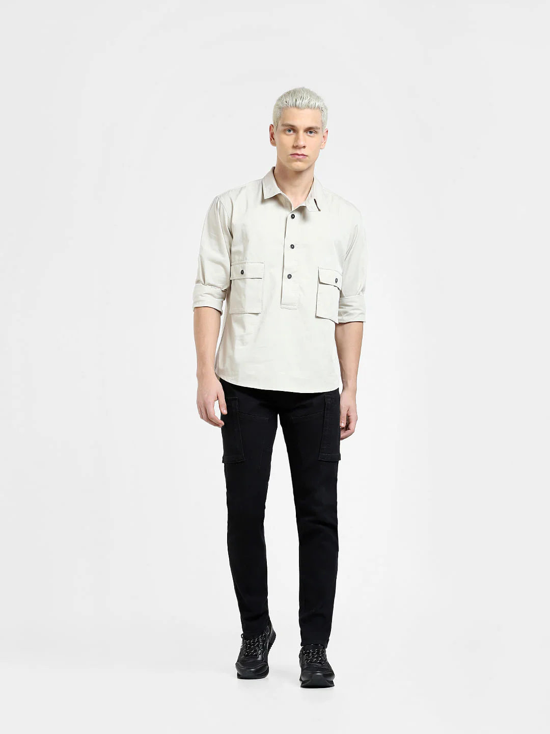 Grey Oversized Full Sleeves Shirt - Image 6