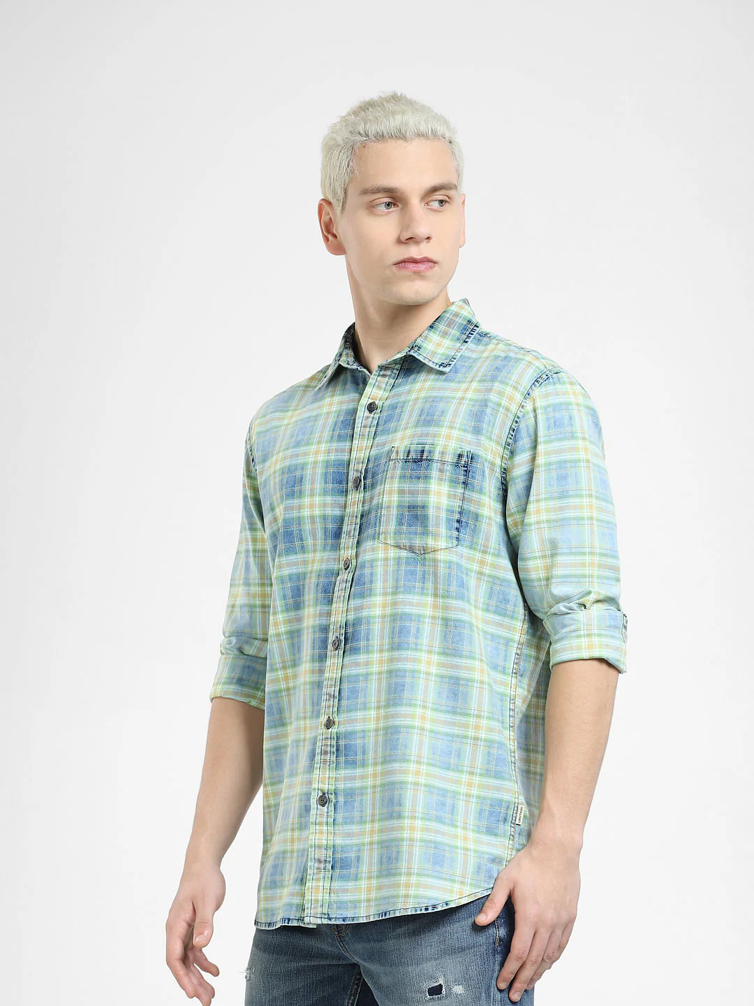 Green Check Full Sleeves Shirt - Image 3