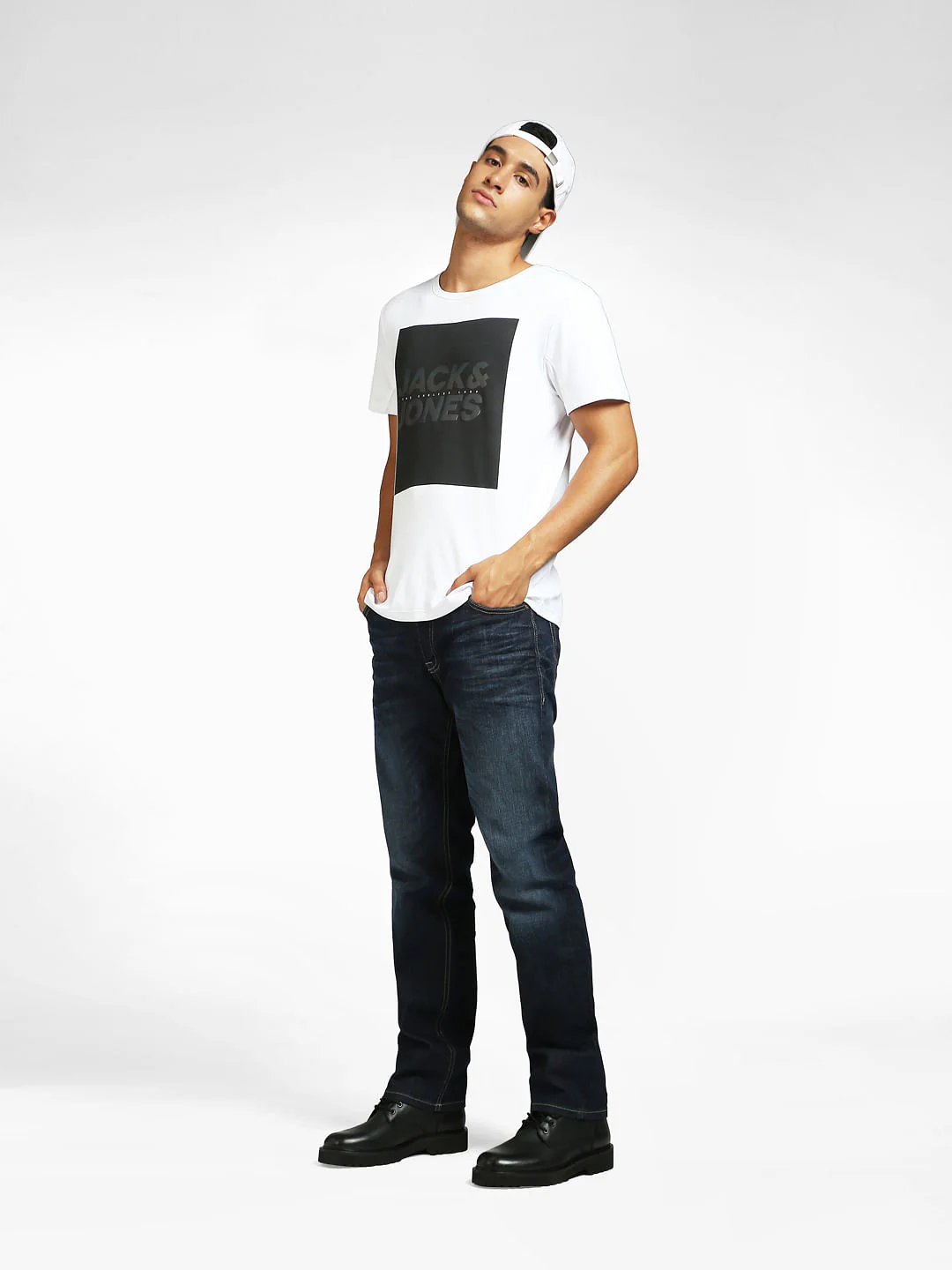 Dark Blue Mid Rise Clark Straight Jeans