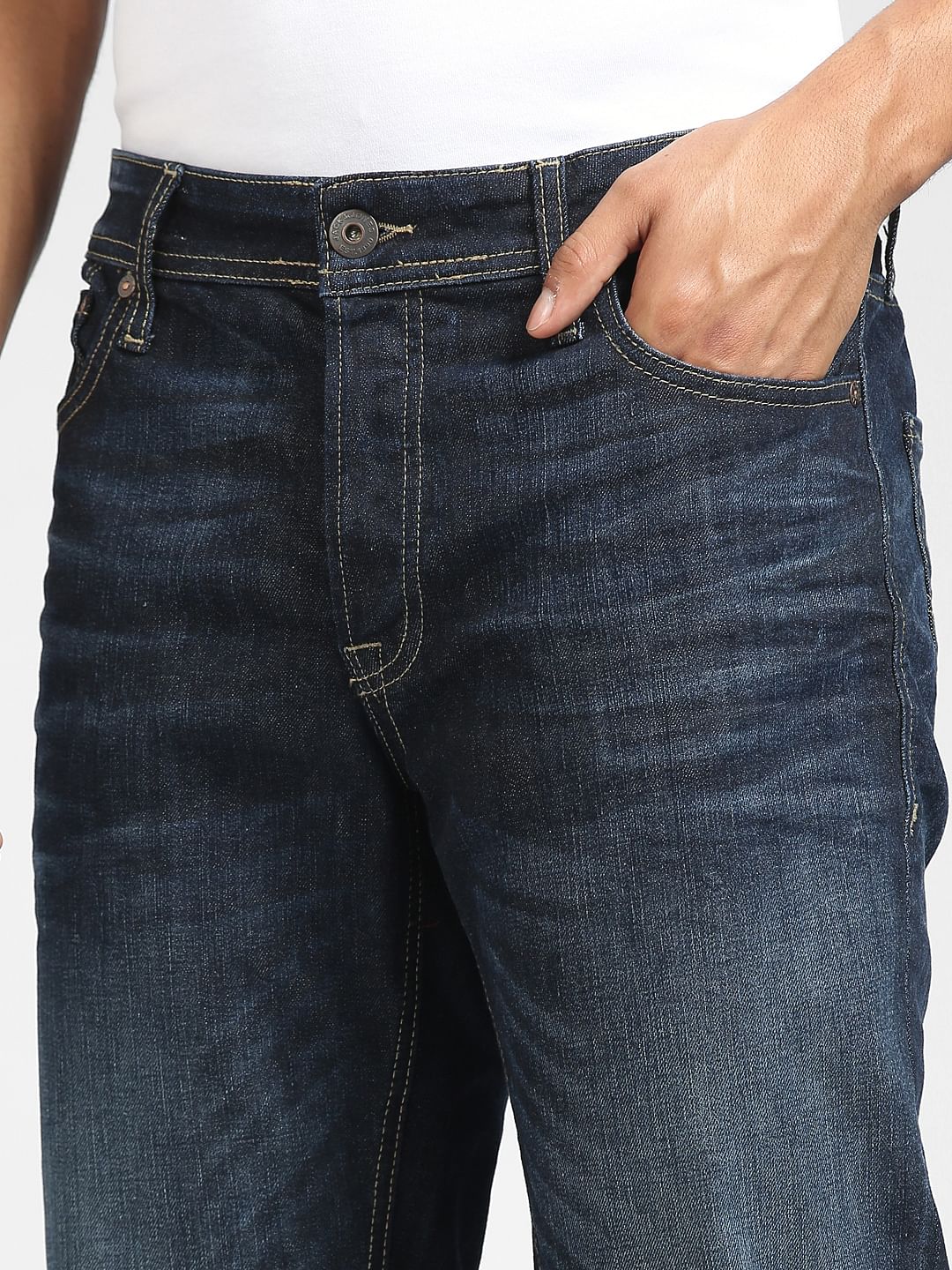 Dark Blue Mid Rise Clark Straight Jeans - Image 5