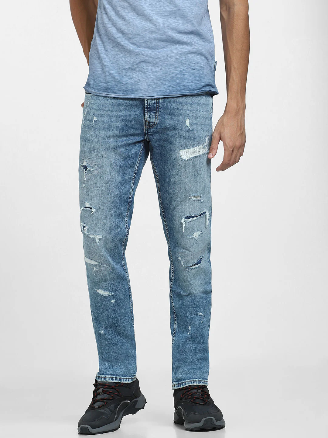 Light Blue Low Rise Distressed Tim Anti Fit Jeans - Image 2
