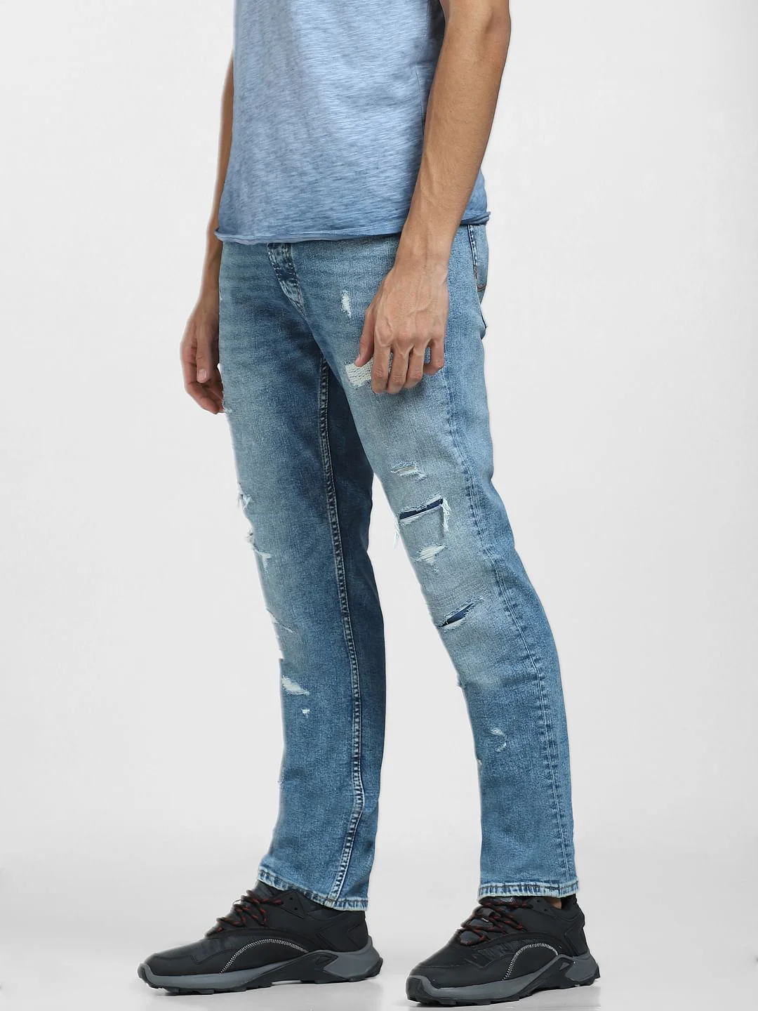 Light Blue Low Rise Distressed Tim Anti Fit Jeans - Image 3