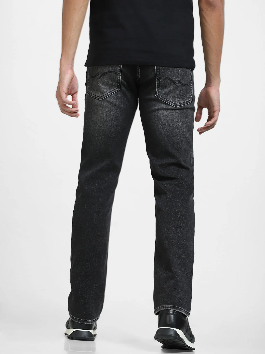 Black Mid Rise Distressed Clark Regular Fit Jeans - Image 4
