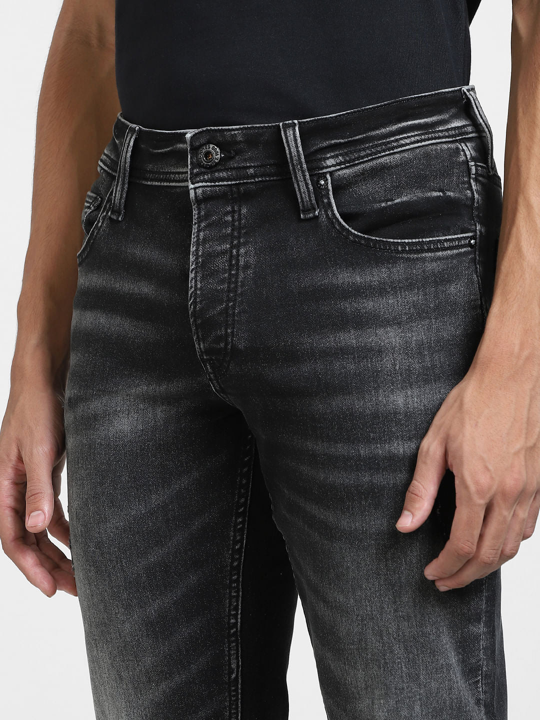 Black Mid Rise Distressed Clark Regular Fit Jeans - Image 5