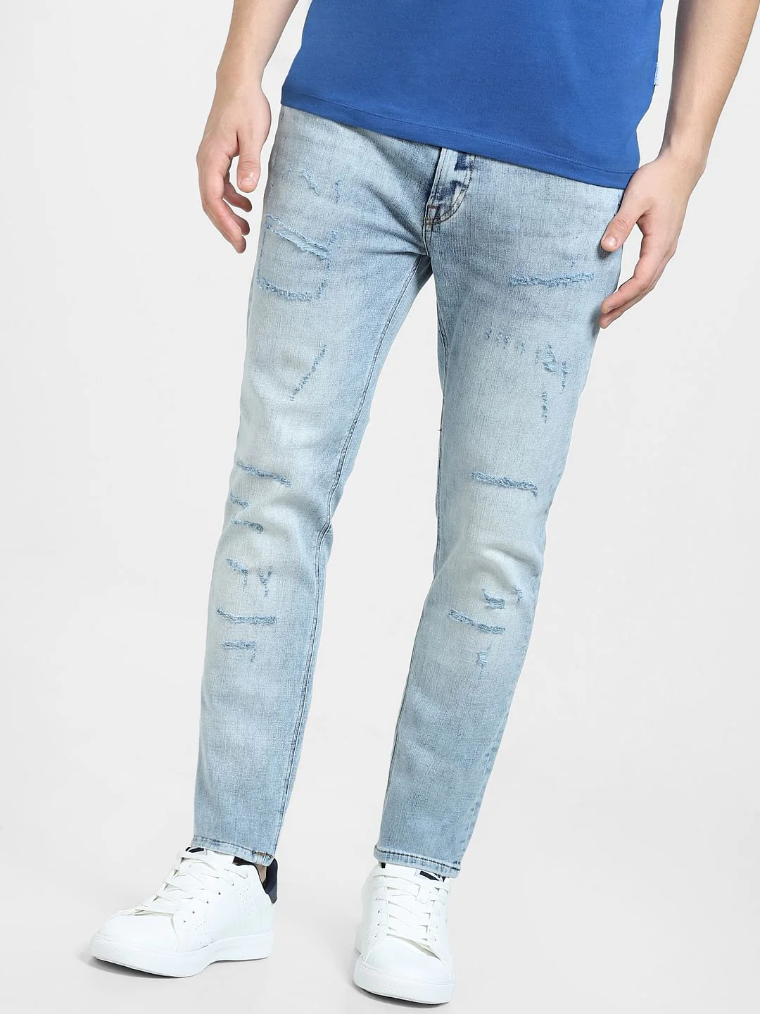 Blue Low Rise Distressed Liam Skinny Jeans - Image 2