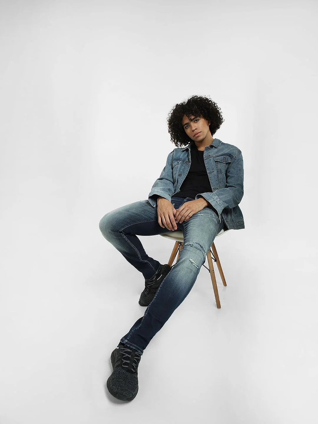 Dark Blue Low Rise Distressed Glenn Slim Fit Jeans