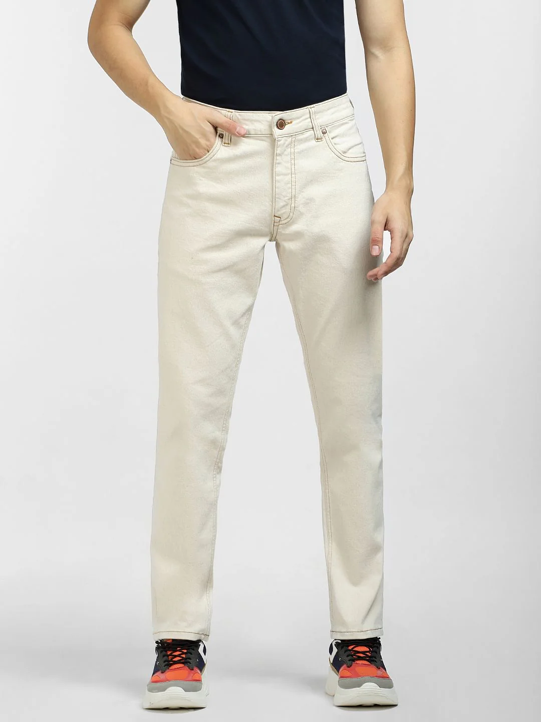 Beige Low Rise Tim Anti Fit Jeans - Image 2