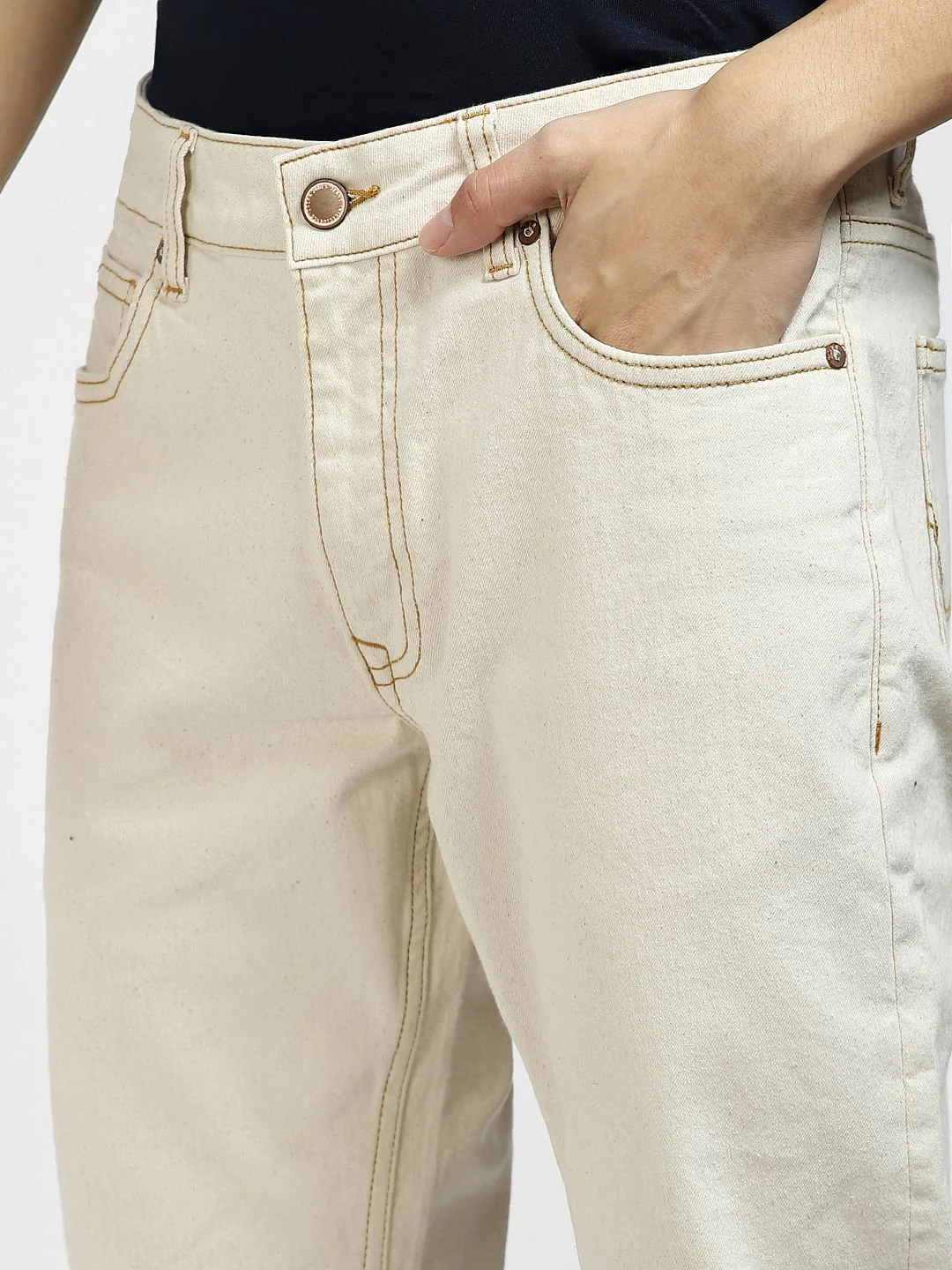 Beige Low Rise Tim Anti Fit Jeans - Image 5