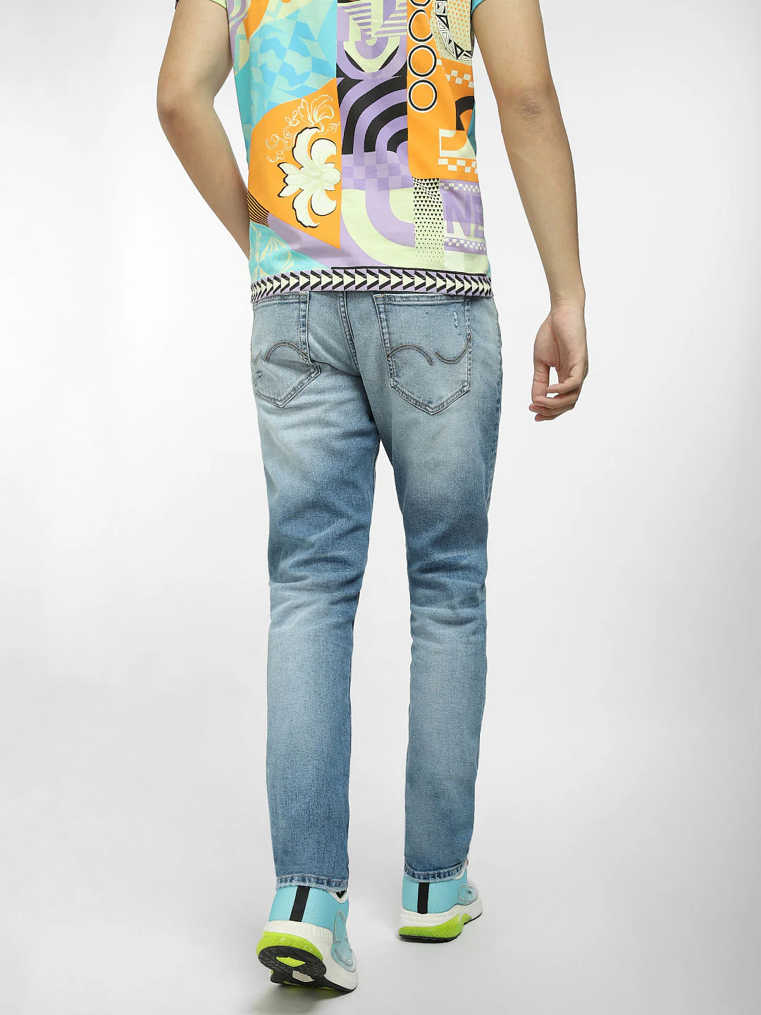 Light Blue Low Rise Distressed Glenn Slim Fit Jeans - Image 4