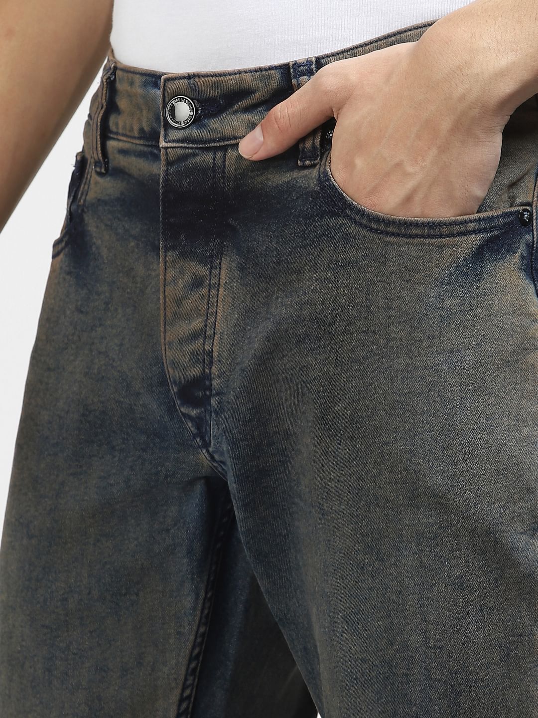 Dark Blue Low Rise Washed Tim Anti Fit Jeans - Image 5