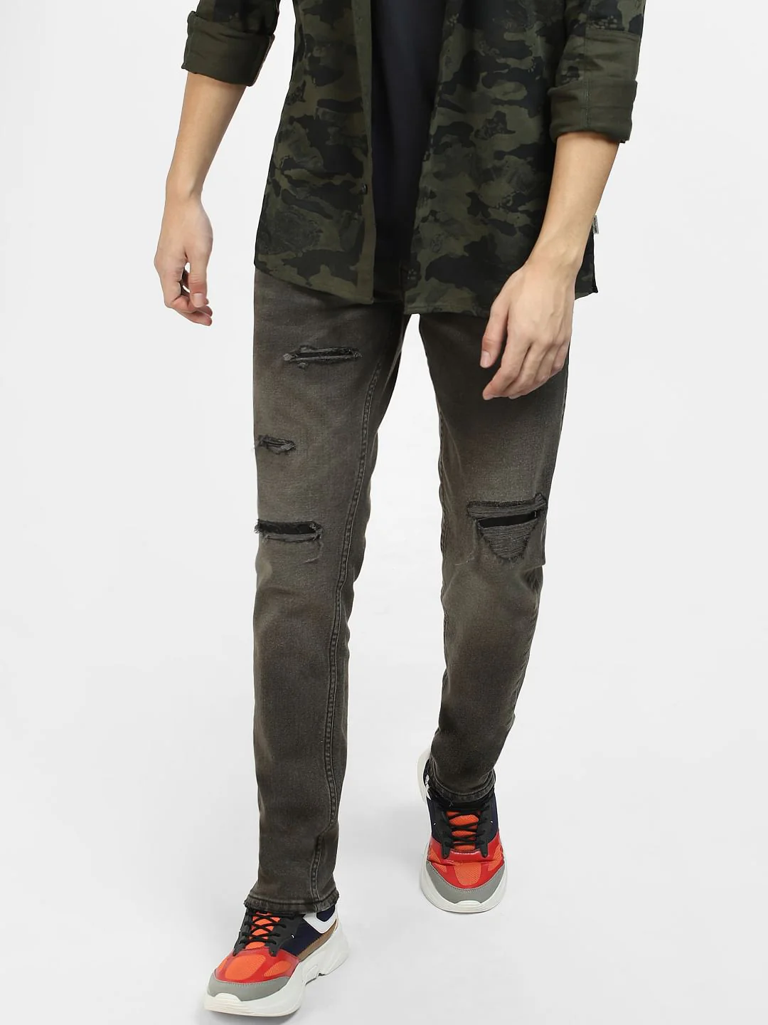 Black Low Rise Distressed Ben Skinny Jeans - Image 2