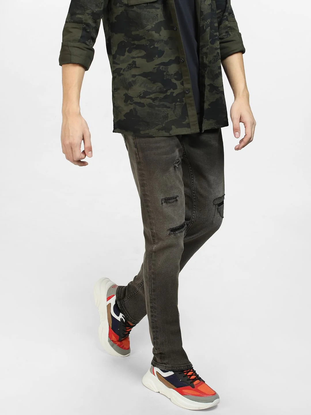 Black Low Rise Distressed Ben Skinny Jeans - Image 3