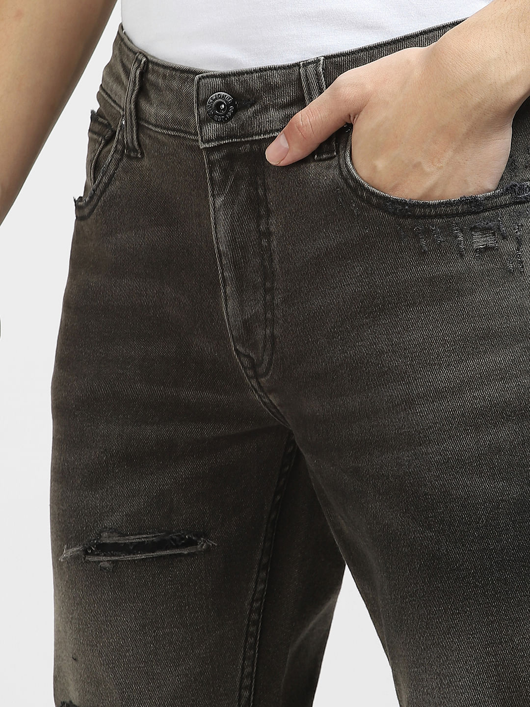 Black Low Rise Distressed Ben Skinny Jeans - Image 5