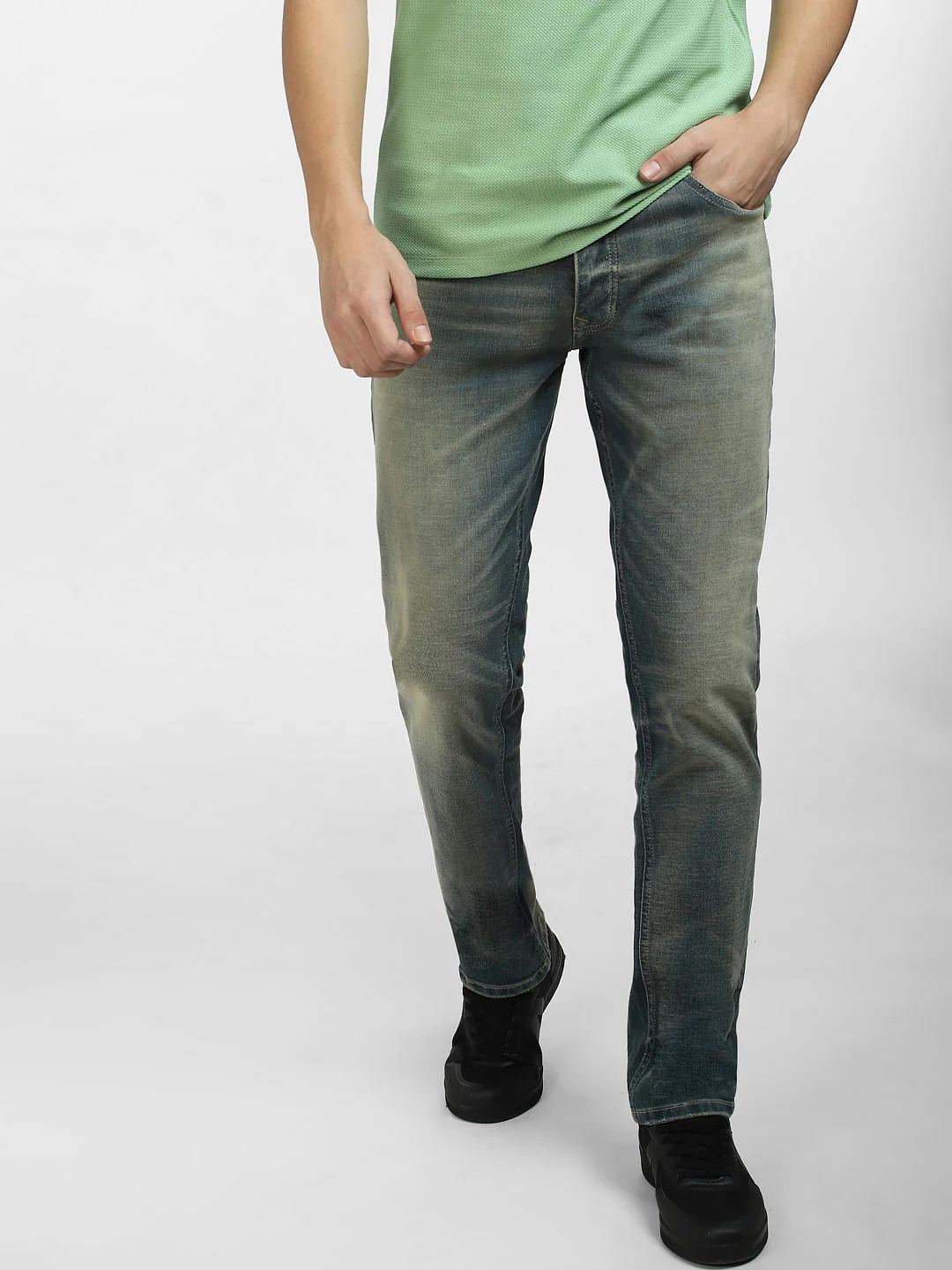 Blue Low Rise Heavily Washed Slim Fit Jeans - Image 2