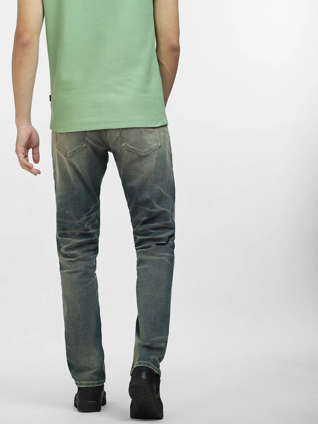 Blue Low Rise Heavily Washed Slim Fit Jeans - Image 4