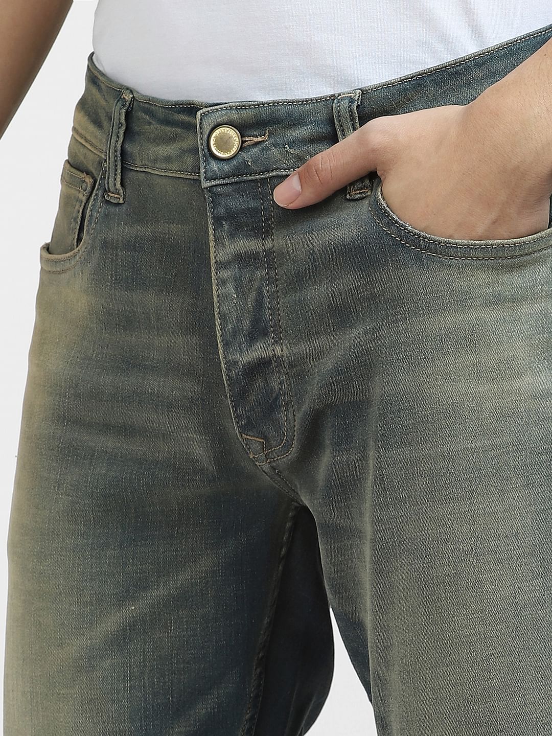 Blue Low Rise Heavily Washed Slim Fit Jeans - Image 5