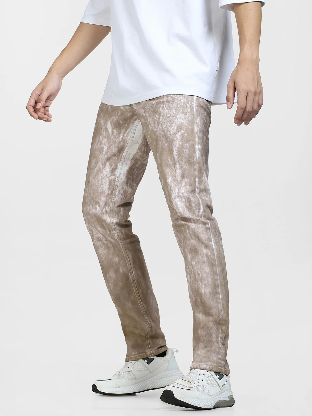 Beige Low Rise Colourblocked Glenn Slim Fit Jeans - Image 3