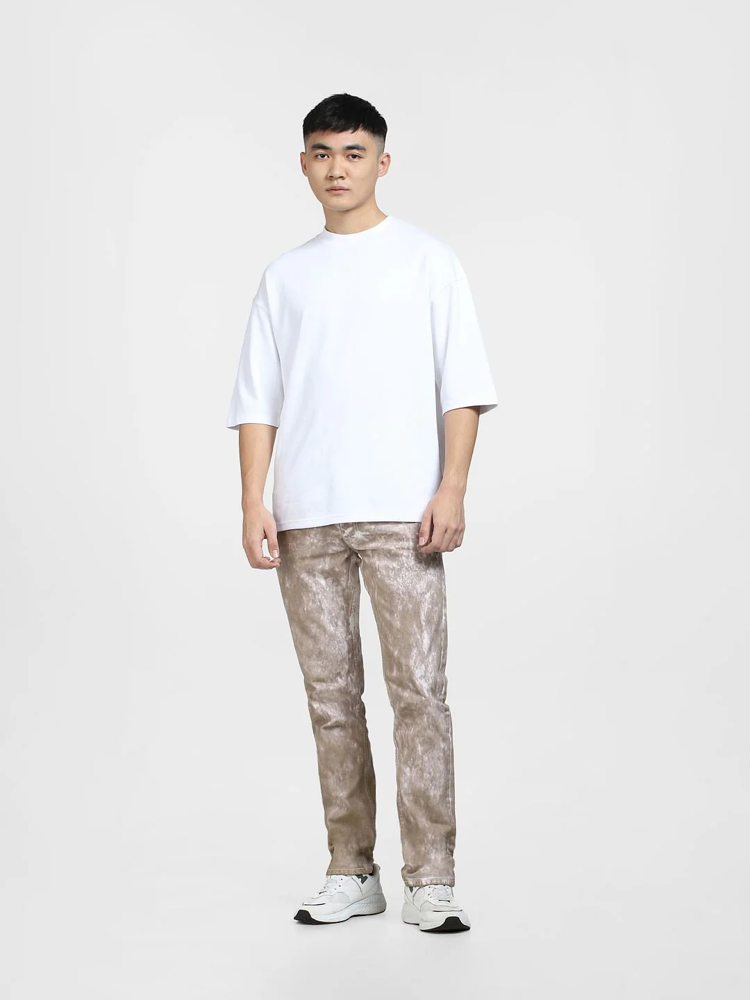 Beige Low Rise Colourblocked Glenn Slim Fit Jeans - Image 6