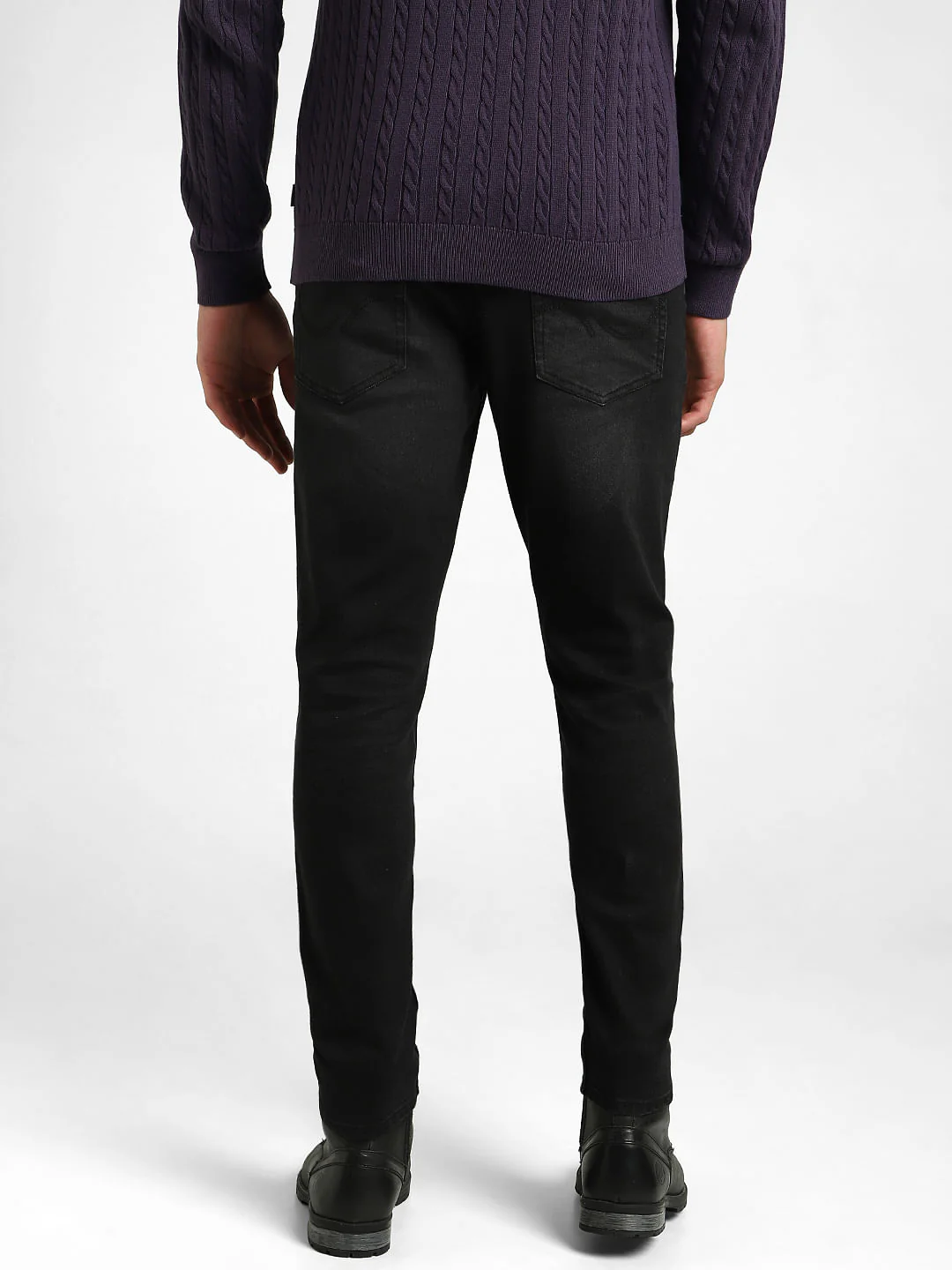 Black Mid Rise Distressed Slim Fit Jeans - Image 4