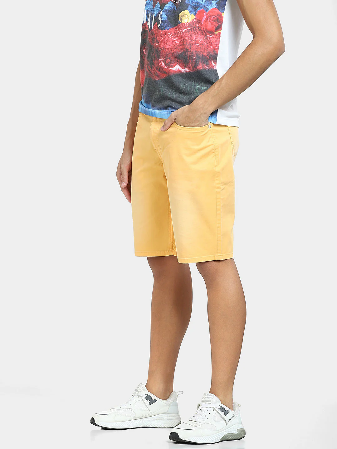 Yellow Mid Rise Chino Shorts - Image 3