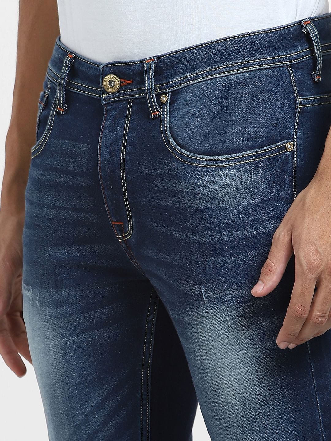 Blue Low Rise Washed Glenn Slim Fit Jeans - Image 5