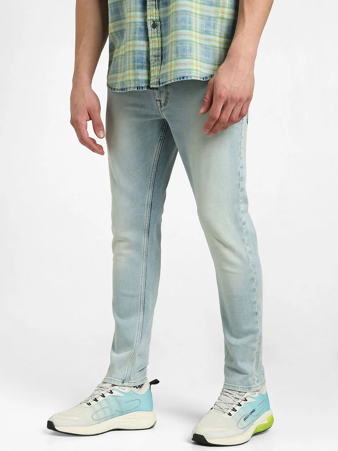 Light Blue Mid Rise Ben Skinny Fit Jeans - Image 3