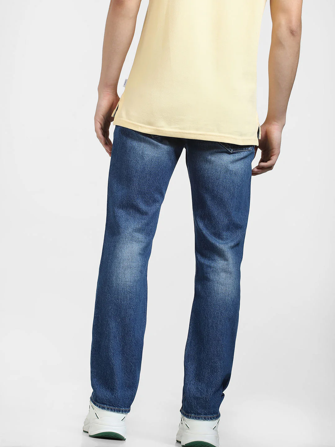 Blue Mid Rise Distressed Clark Regular Fit Jeans - Image 4