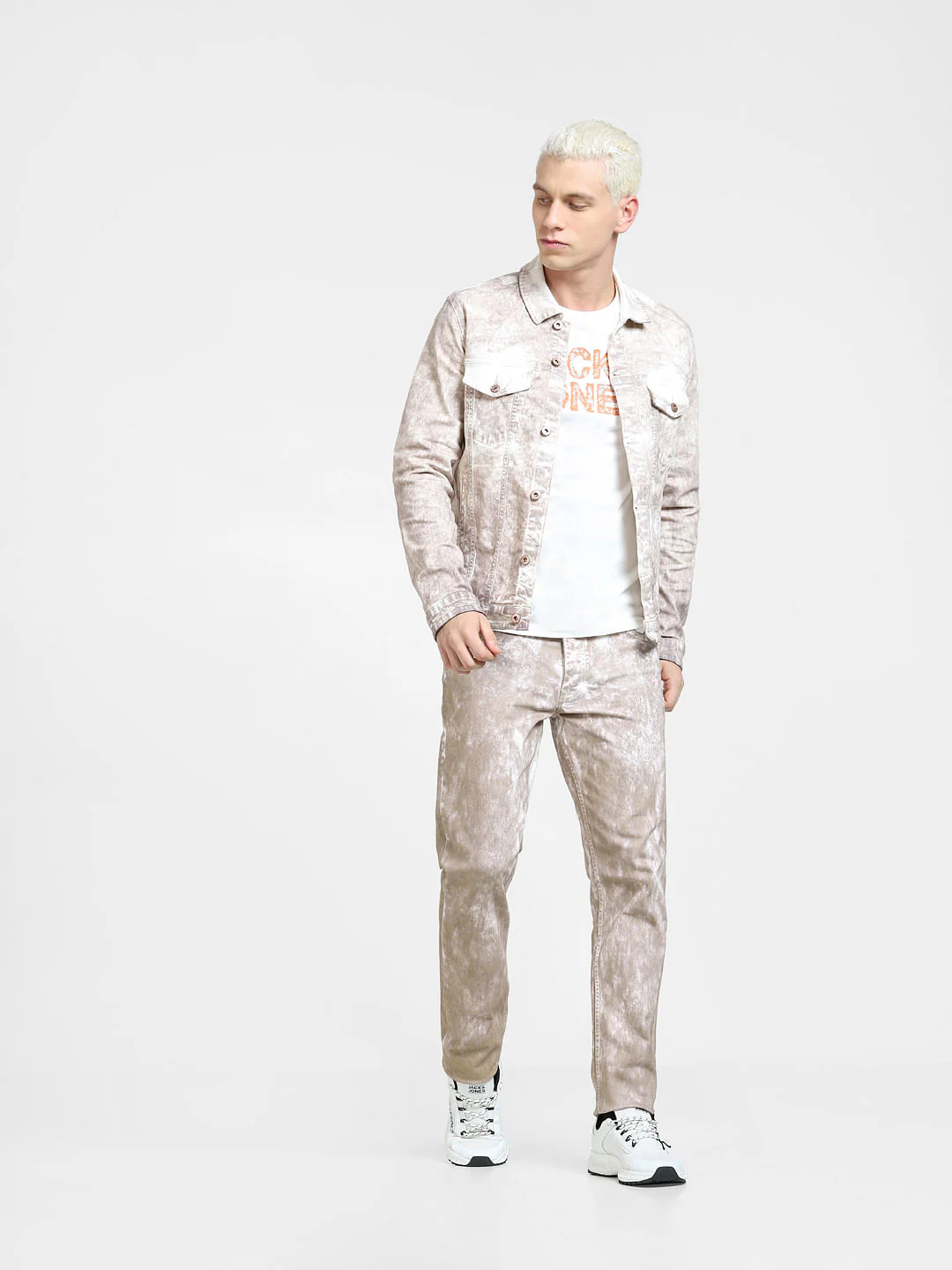 Beige Printed Co-ord Denim Jacket - Image 6
