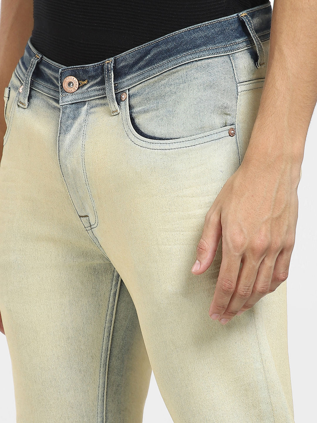 Blue Low Rise Heavily Washed Skinny Jeans - Image 5