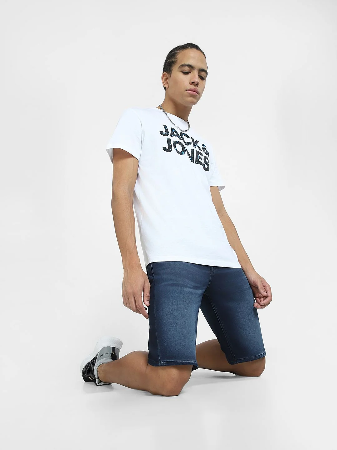 Blue Mid Rise Denim Shorts